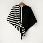Load image into Gallery viewer, Triangle Wool Blend Shawl Cape Stripe Patchwork N6H308