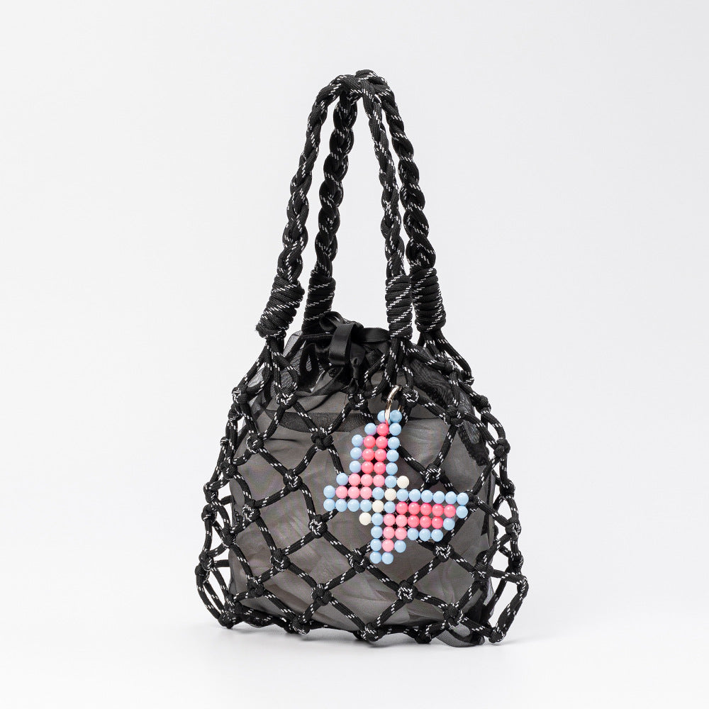 Hand Crochet Nylon Mesh Handbag Women N6C301