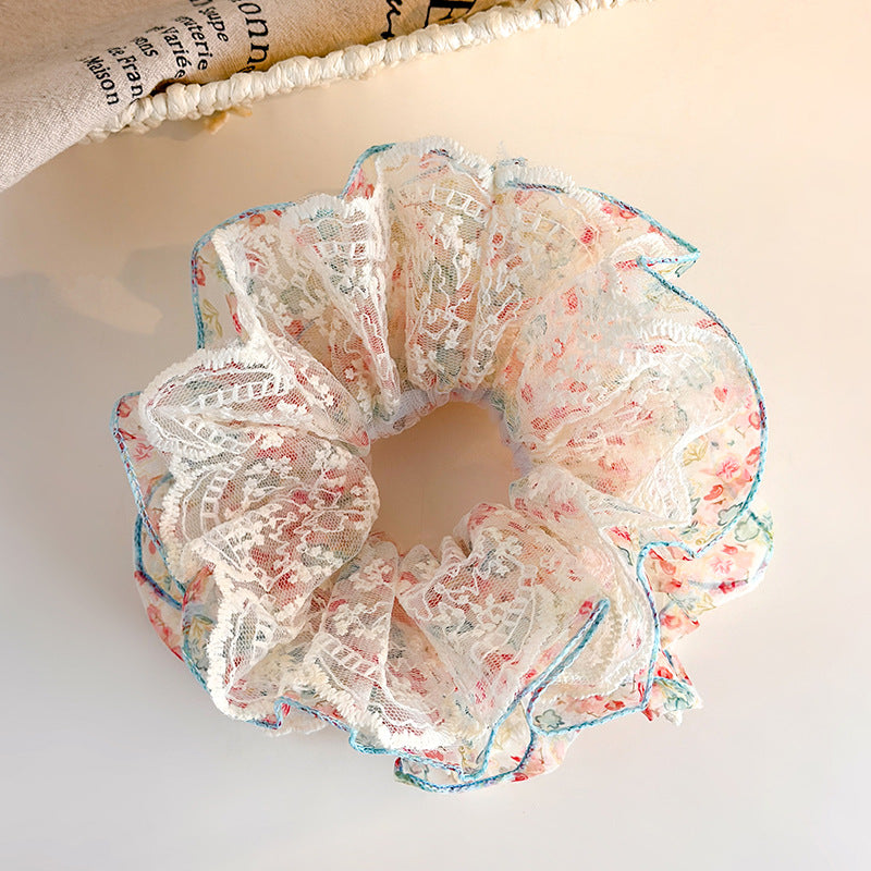 Small Floral Print Ruffle Scrunchie Women N6C017