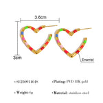 Load image into Gallery viewer, Hearts Ear Climber Drip Enamel Cool-Tone Titanium S5P060