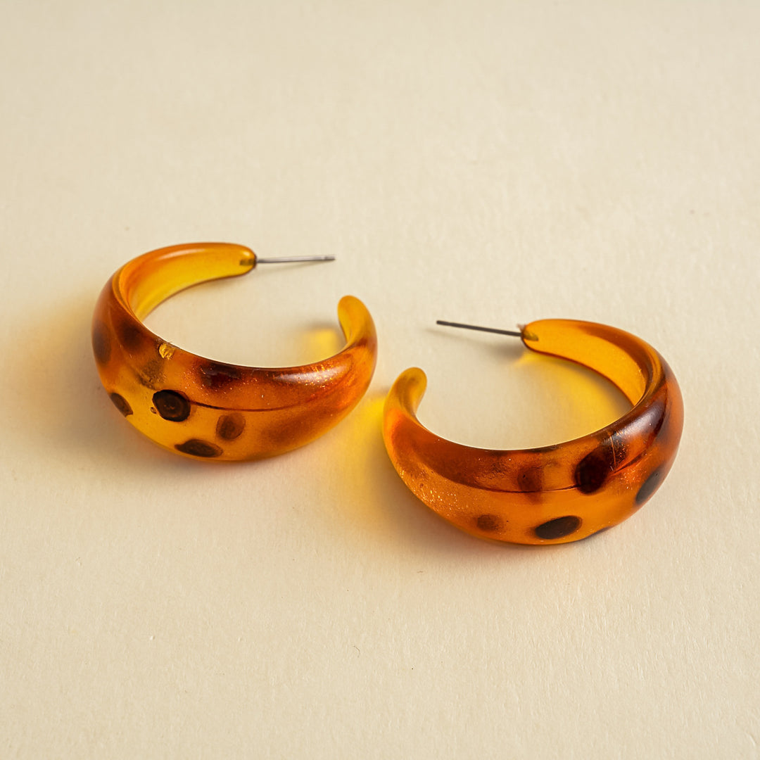 Womens Vintage Leopard Print C Shape Acrylic Stud Earrings N6K157