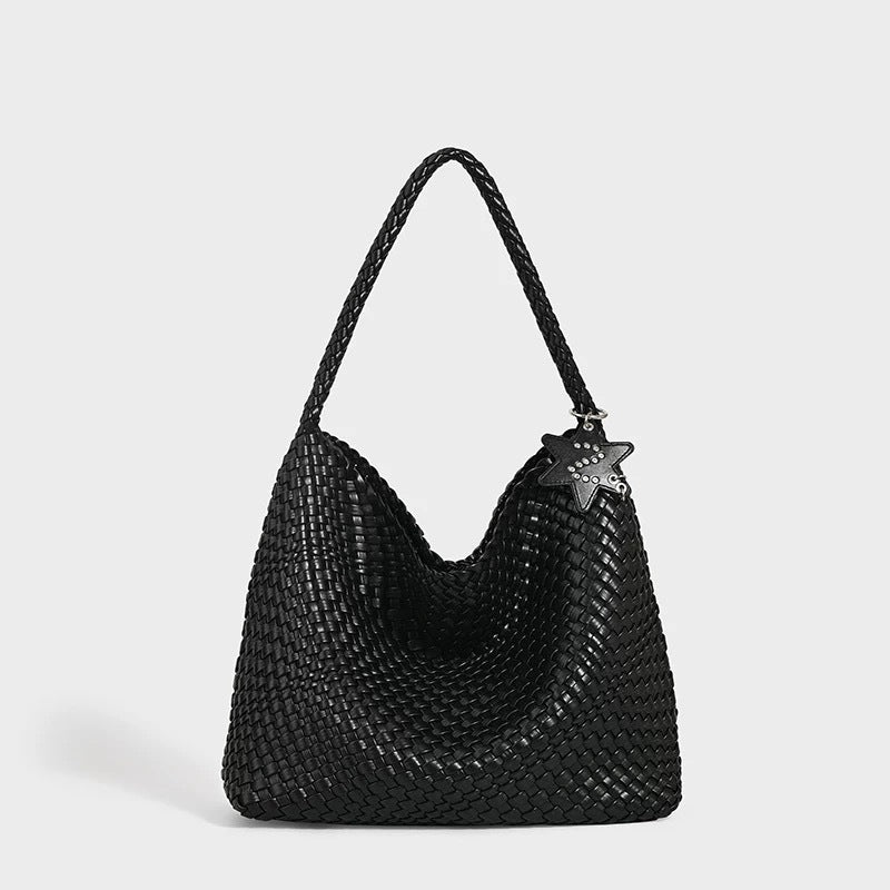 Hand Woven Tote Bag PU  Synthetic Leather Dual Size S5P369