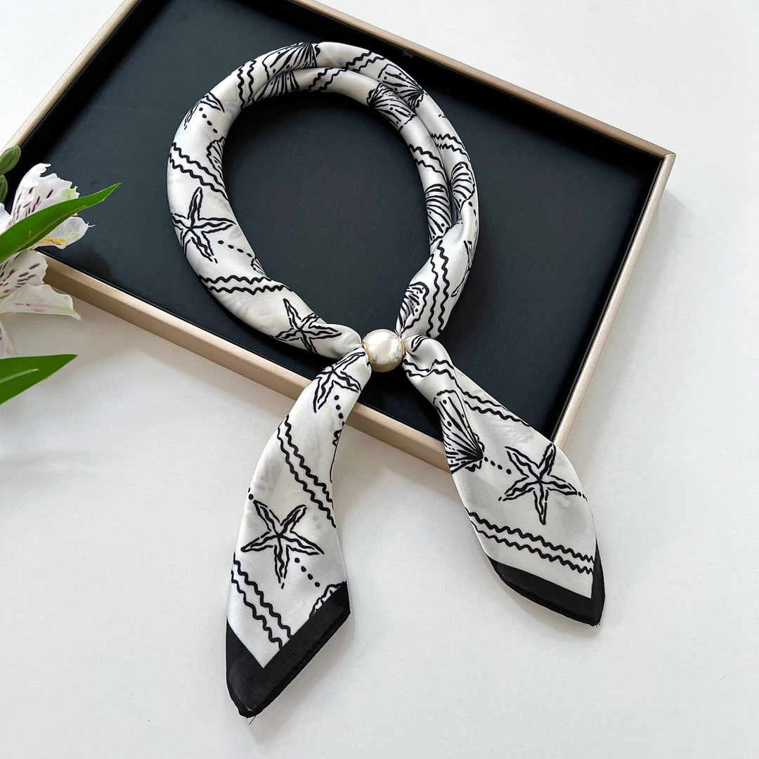 Women's Faux Silk Pearl Magnetic Neck Scarf N6J153