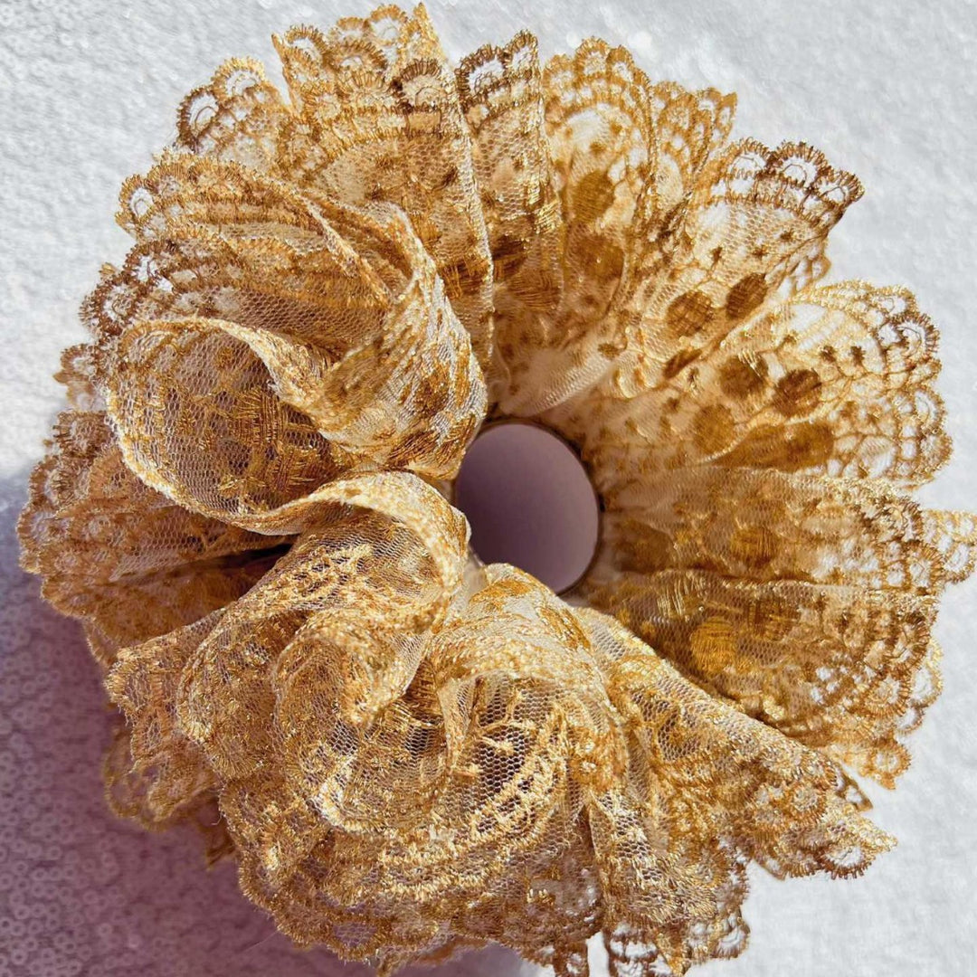 Baroque Gold Lace Scrunchie Royal Heavy Embellished N6F135