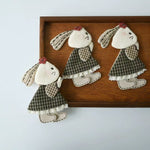 Load image into Gallery viewer, Cute Rabbit Brooch Red Flower Plaid Dress Fabric N6G027