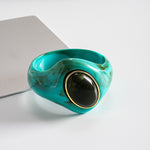 Load image into Gallery viewer, Oversized Acrylic Ombré Colorblock Oval Bangle Women N6H070