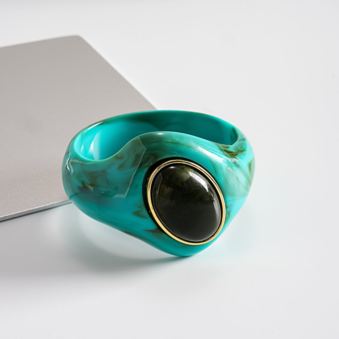 Oversized Acrylic Ombré Colorblock Oval Bangle Women N6H070