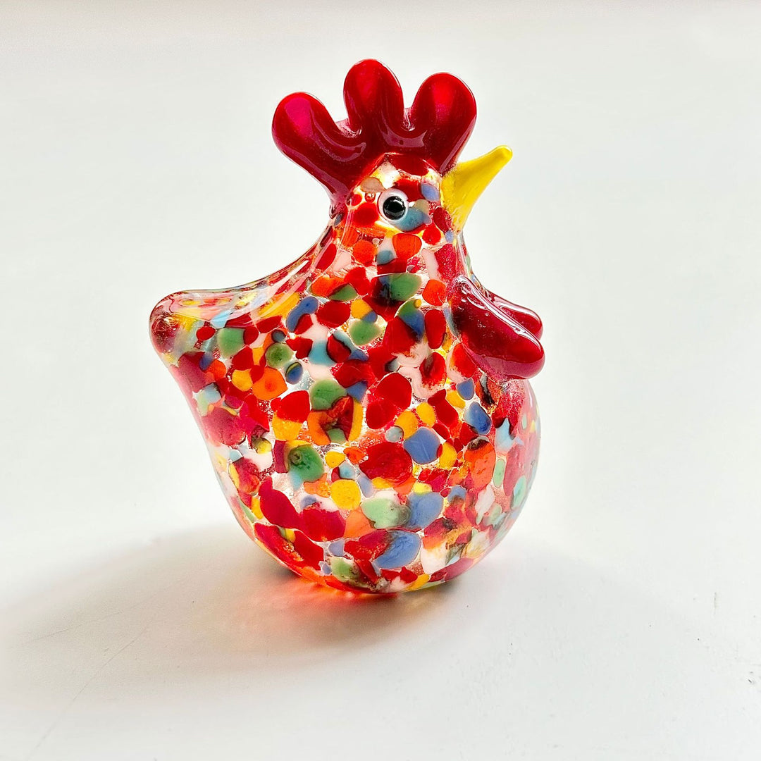 Handmade Liuli Chubby Rooster Figurine Cute Animal  N6G016