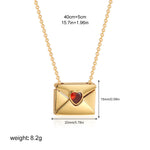 Load image into Gallery viewer, Heart Envelope Locket Photo Necklace Red Zircon  N6C181