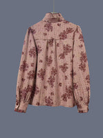 Load image into Gallery viewer, Long Sleeve Ruffle Plaid Blouse Women Brown N6A157