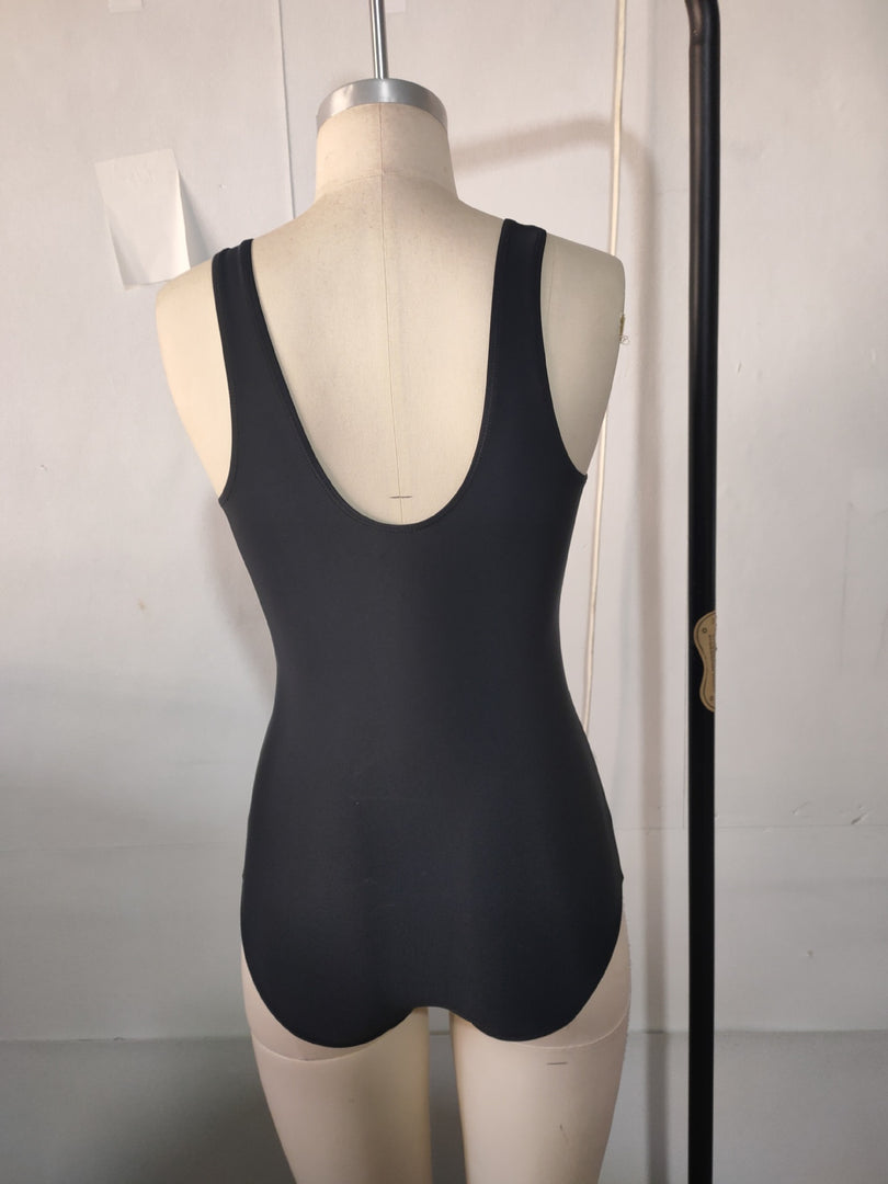 Leopard Print Panel Athletic One-Piece Swimsuit N6C289