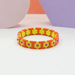Load image into Gallery viewer, Bohemian Floral Cuff Enamel Steel Elastic DIY Plated S5P085
