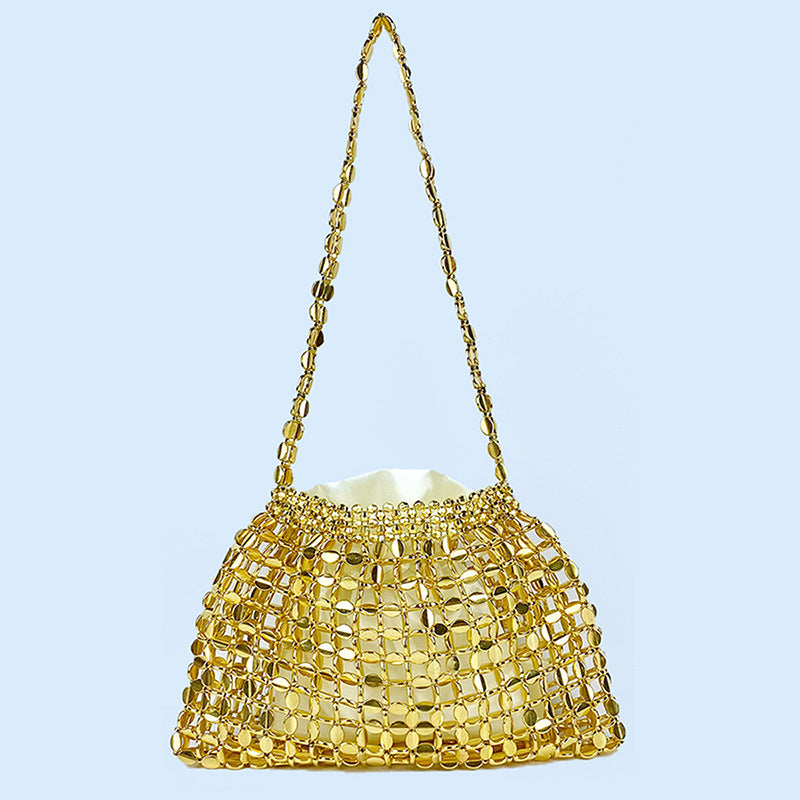 Hand Beaded Acrylic Crescent Bag Open-Top Design S5P405
