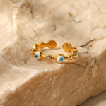 Load image into Gallery viewer, Evil Eye Adjustable Ring Hand-Drip Enamel Steel  S5P063