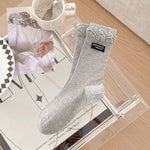 Load image into Gallery viewer, Bow Letter Label Slouch Socks Women N6C167