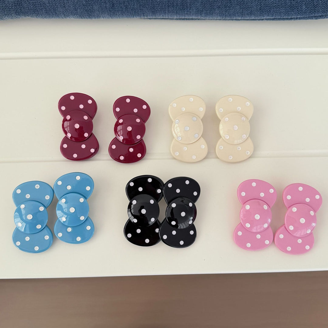 Sweet Polka Dot Hair Clip Acetate Smooth No Snag Snap N6F063
