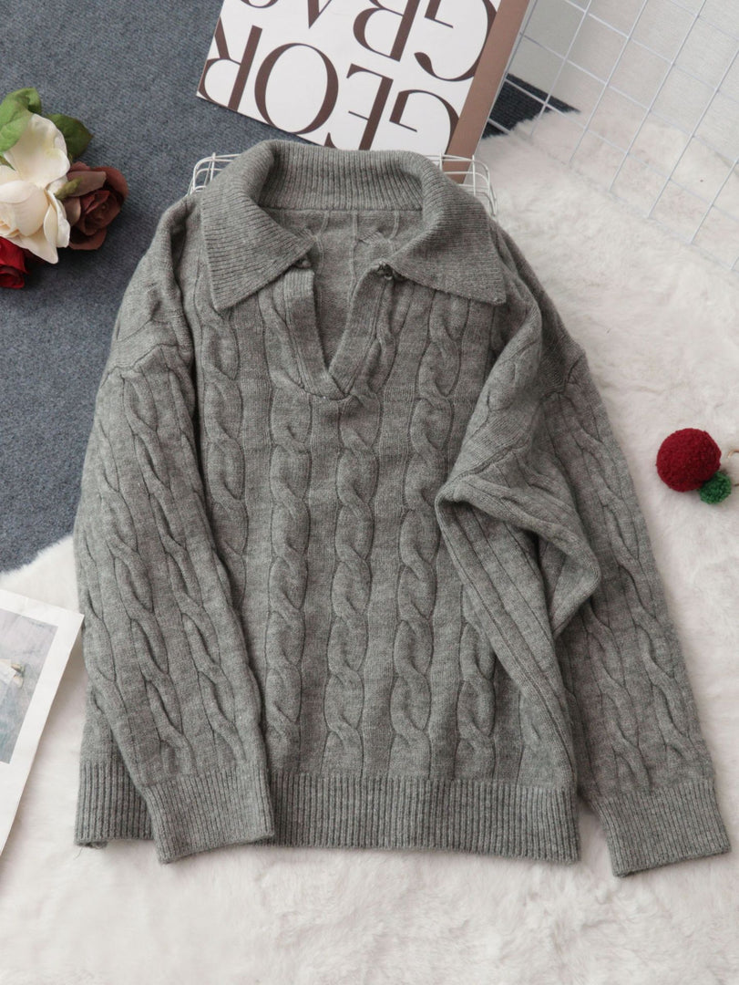Cable Notch Sweater Mid Weight N5A244