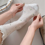 Load image into Gallery viewer, Sweet Floral Lace Trim Mid-Calf Socks Women Cotton N6H027