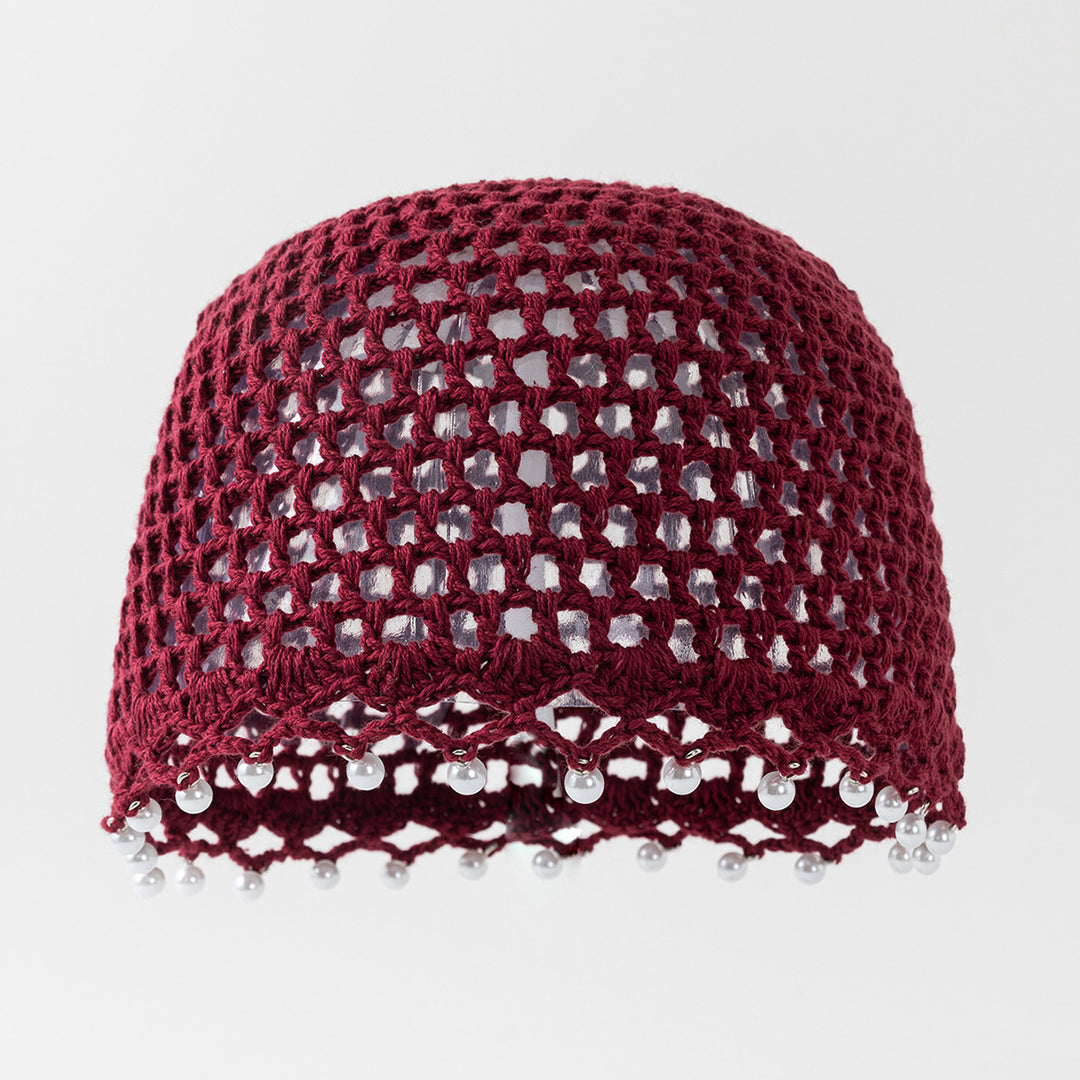 Hand Crochet Pearl Cotton Cap Women N6G214