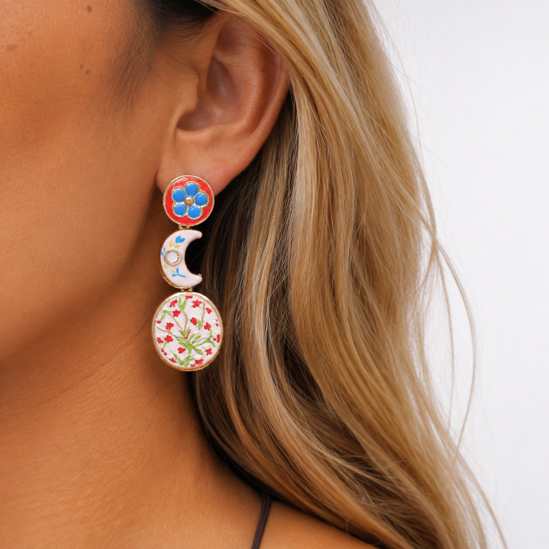 Womens Asymmetric Heart Moon Alloy Stud Earrings N6K160