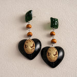 Load image into Gallery viewer, Womens Vintage Marbled Portrait Heart Resin Stud Earrings N6K165