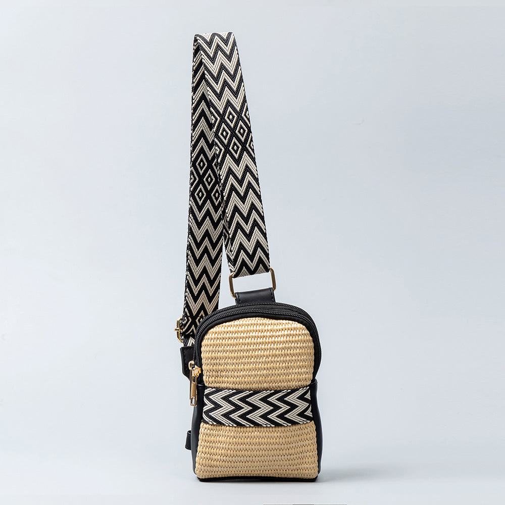 Rattan Crossbody Phone Bag Women Vacation N6C309