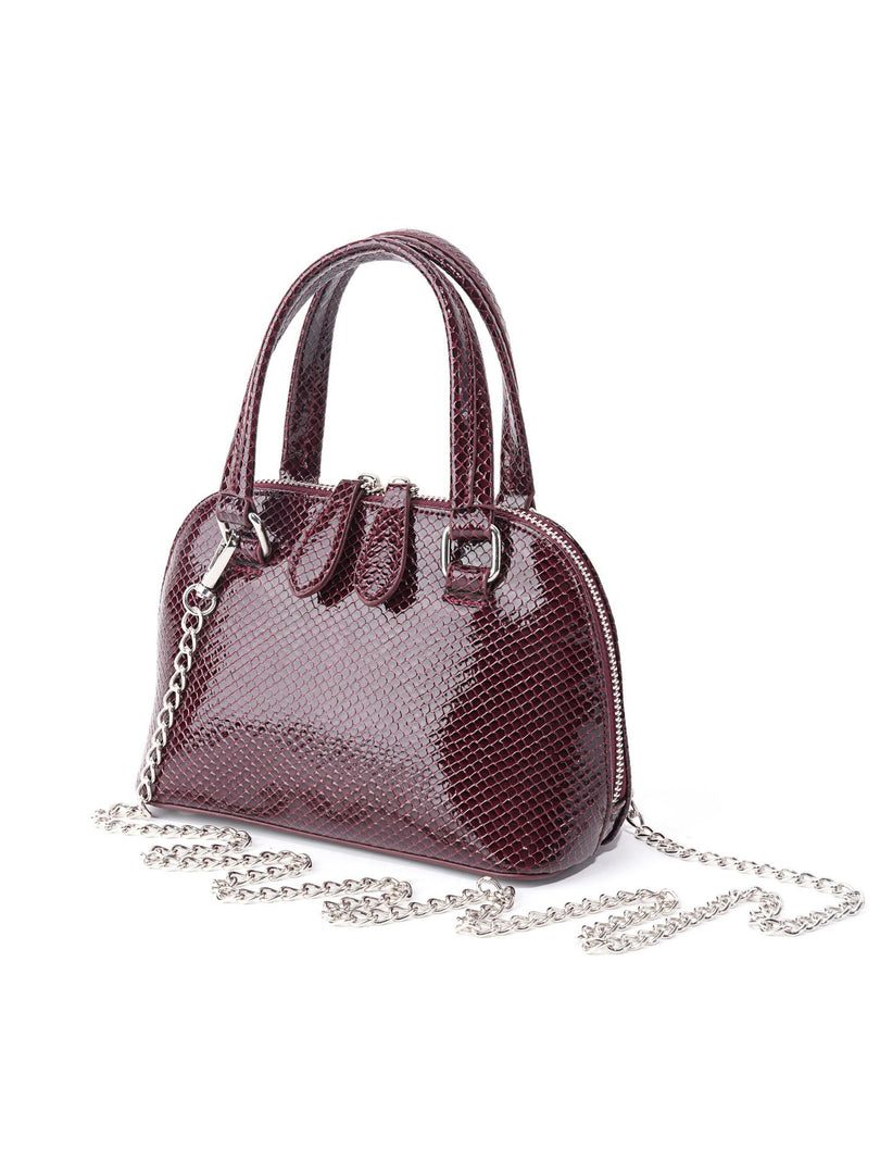 Burgundy Stone Texture Shell Bag Women N6C036