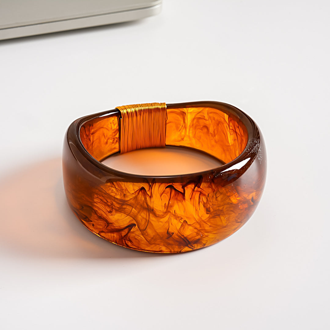 Vintage Resin Ombré Circle Geometric Bangle Women N6H083