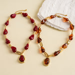 Load image into Gallery viewer, Womens Vintage Color Block Pea Beaded Acrylic Necklace N6K189