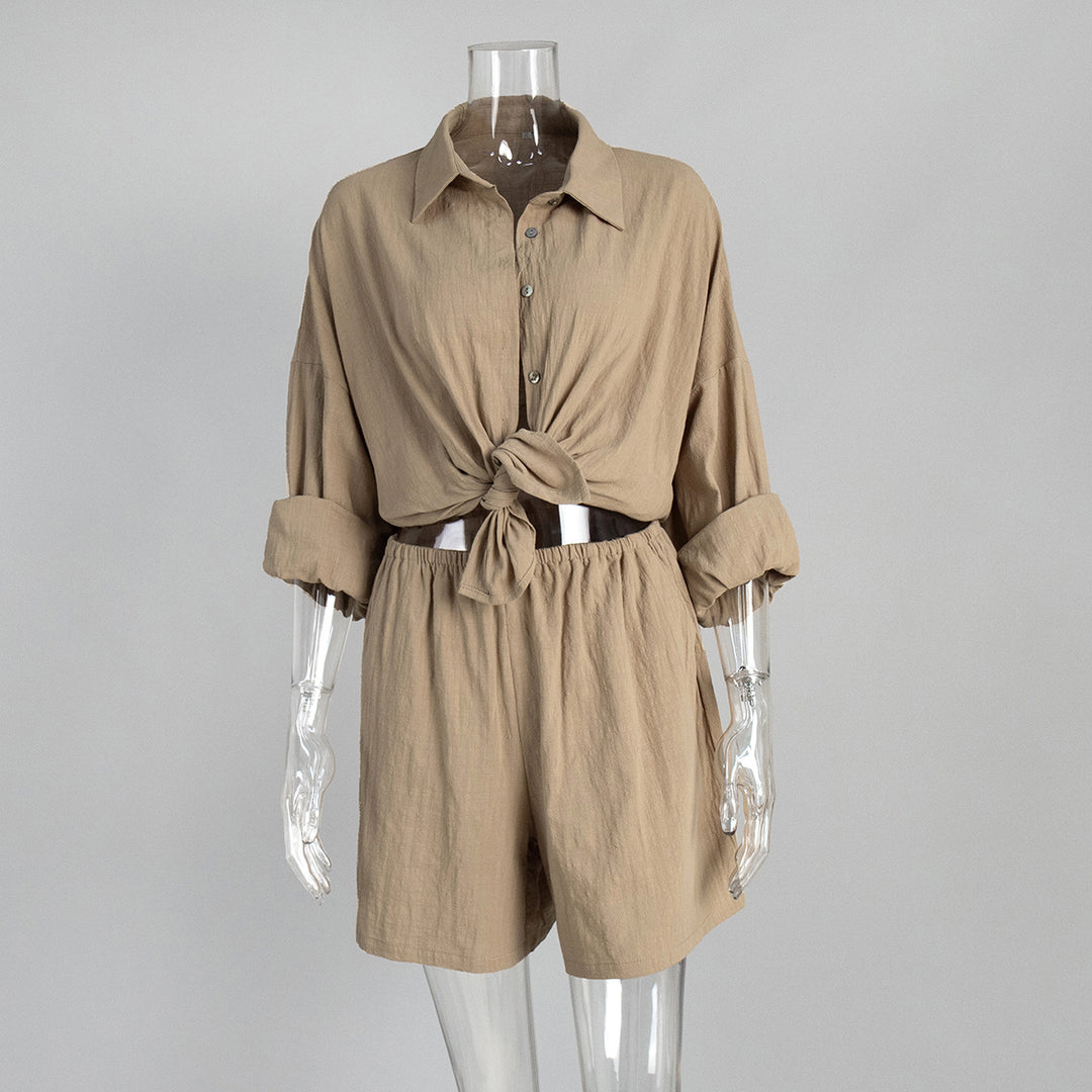 Cotton Shirt Short Set Lightweight Options N5Z855