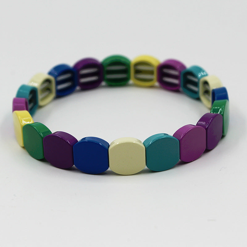 Multicolor Enamel Geometric Cuff Alloy Stove Fired S5P210