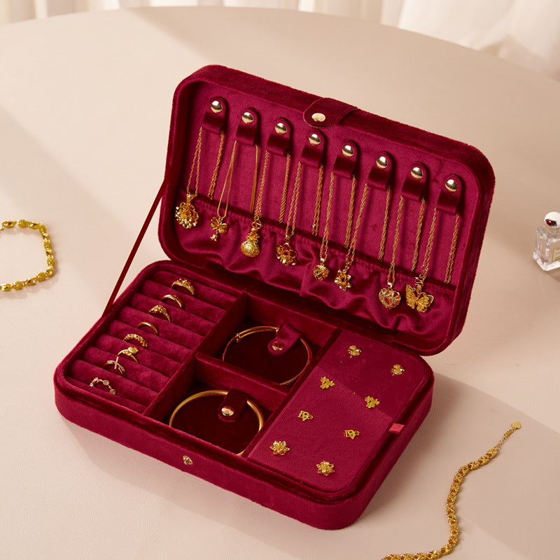Large Velvet Jewelry Organizer Box Multi Compartment S5P829