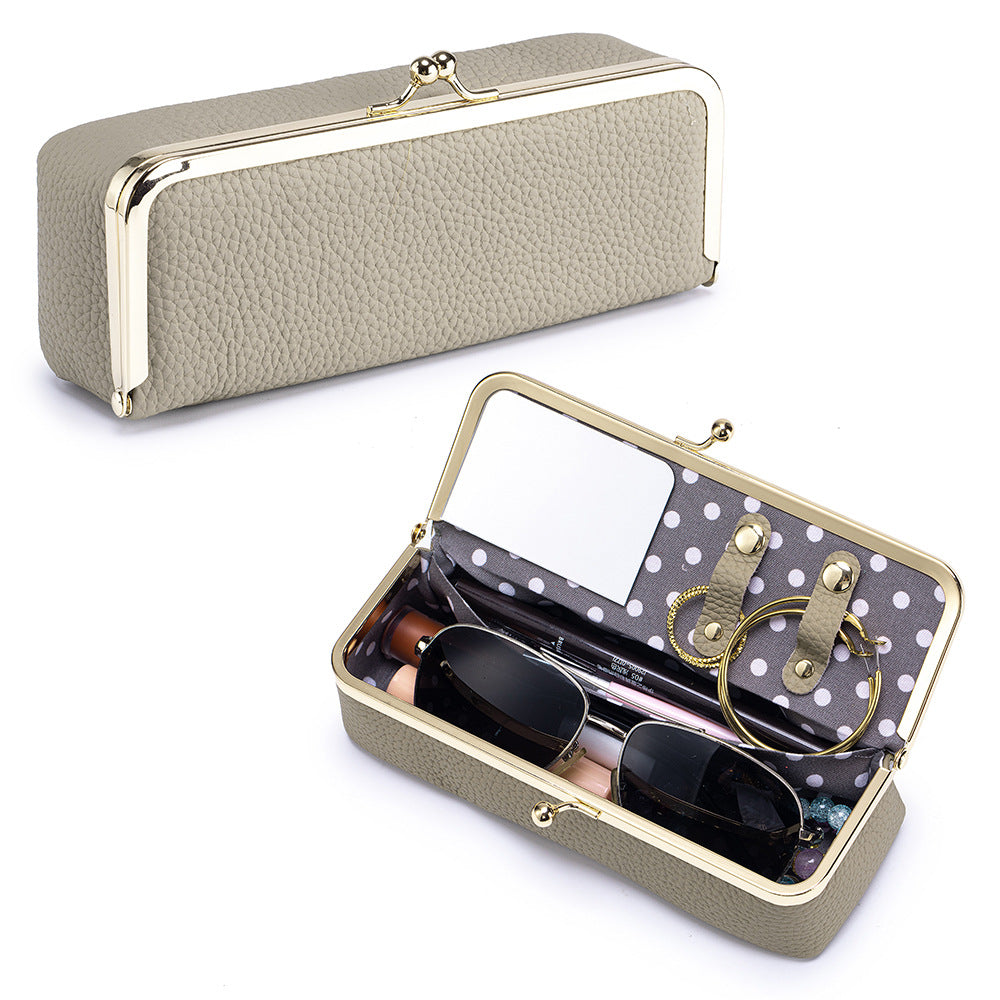 Genuine Leather Sunglasses Case Cosmetic Jewelry N6G098