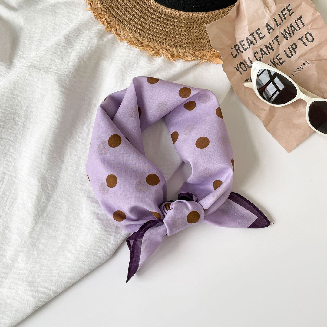 Cotton Polka Dot Square Scarf Women 55cm Fresh N6H119