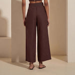 Load image into Gallery viewer, Tailored Metal Buckle Pant Set   Dark Brown N5Z582