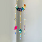 Load image into Gallery viewer, Natural Agate Crystal Moon Sun Catcher Prism N6F298