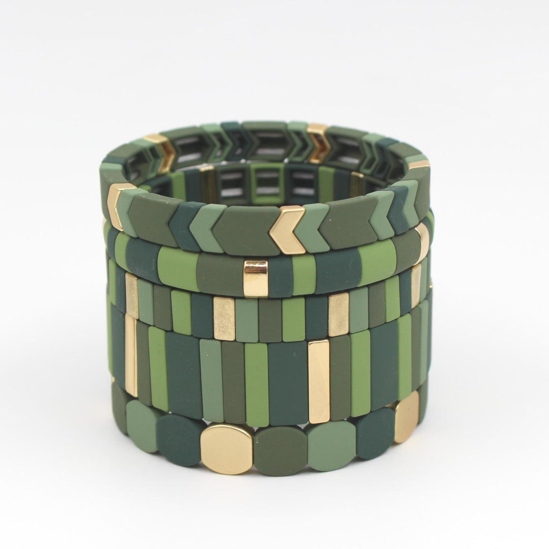 Frosted Geometric Beads Bangle Stove-Enameled Alloy S5P038
