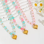 Load image into Gallery viewer, Heart Lucite Beaded Braided Necklace Stainless Steel  N6E120