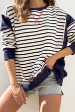 Load image into Gallery viewer, Contrast Stripe Round Sweater Mid Weight Options N5A200
