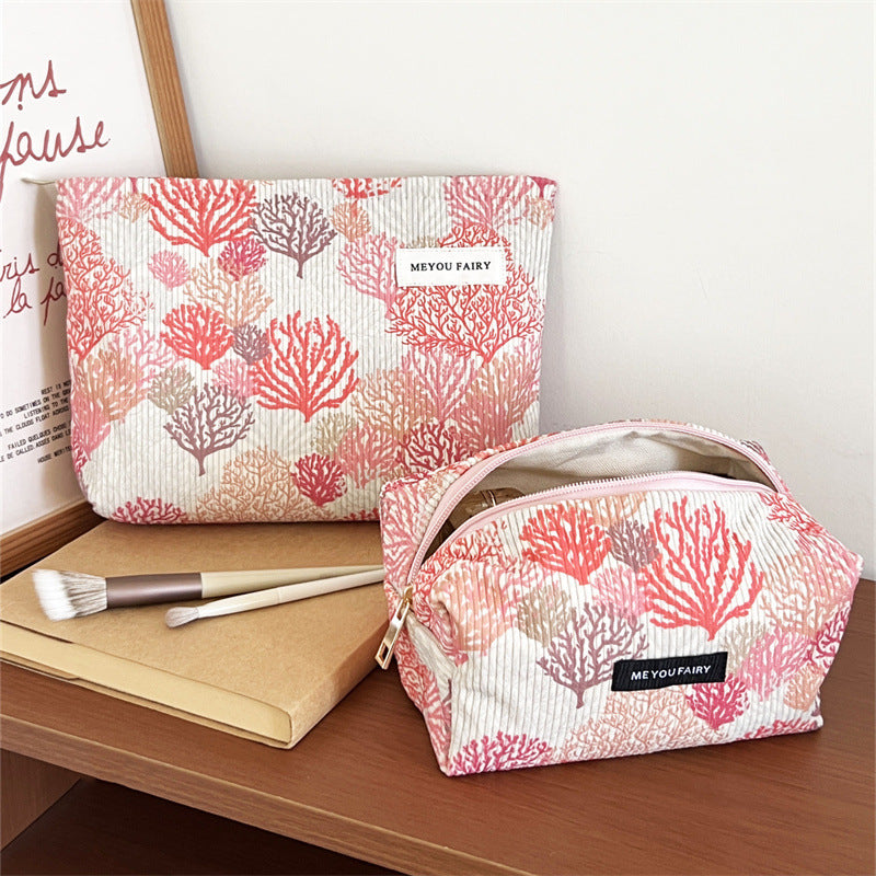 Womens Floral Corduroy Cosmetic Bag N6K117