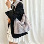 Load image into Gallery viewer, Women's Plush Large Tote Shoulder Bag N6J175