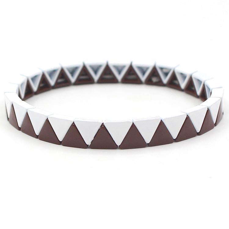 Rainbow Triangles Bracelet Modular Gold Enamel S5P050