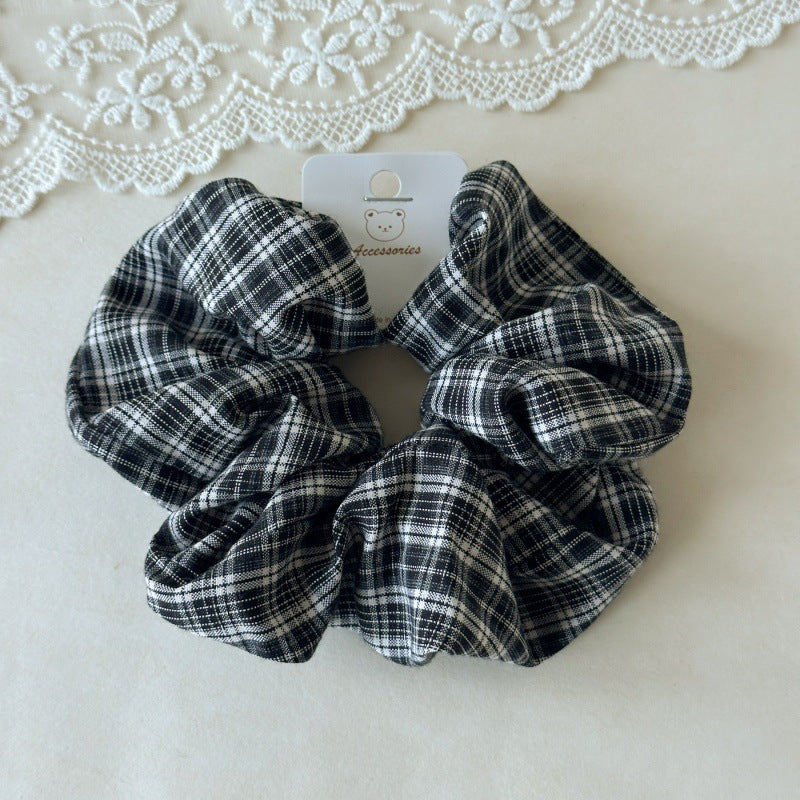 Womens Vintage Plaid Fabric Scrunchie N6K012