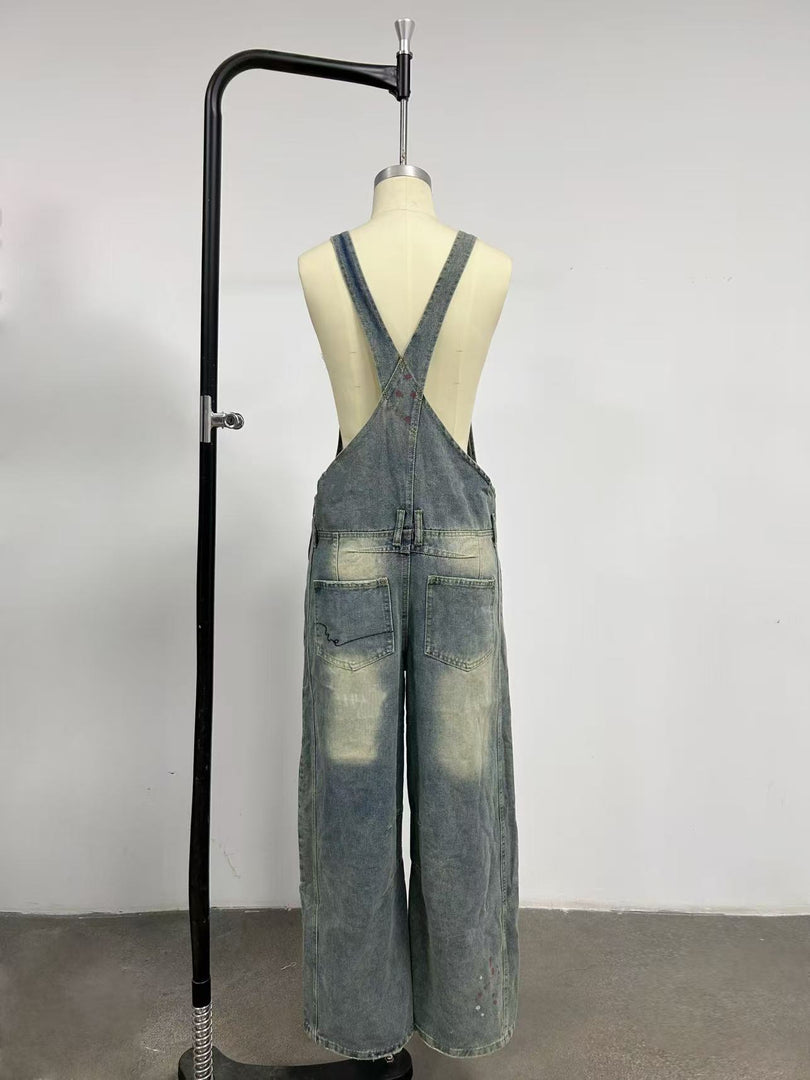 Loose Fit Relaxed Denim Overalls Women N6D166