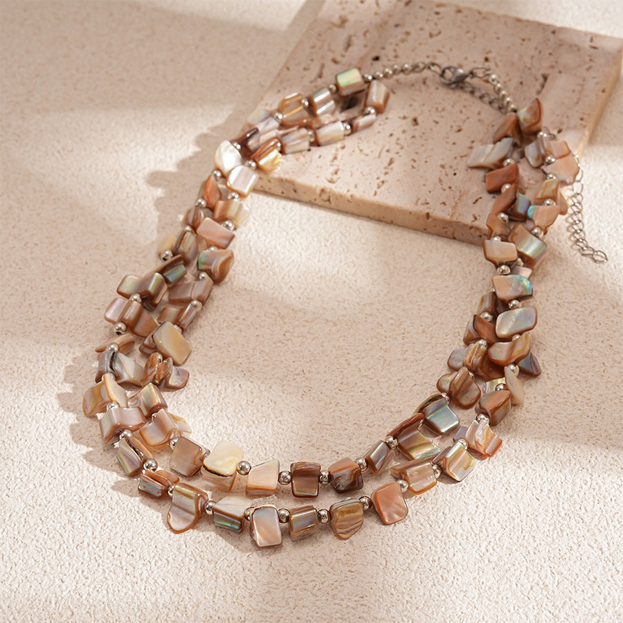 Irregular Shell Beaded Choker Necklace Vacation Women N6H098