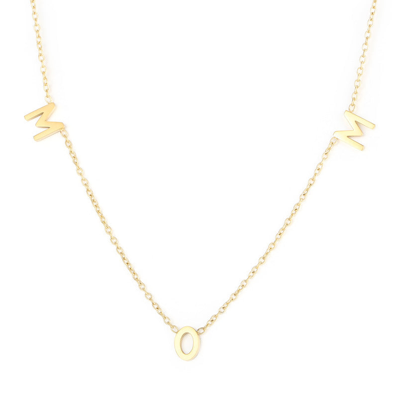 MOM Pendant Titanium Steel Necklace Women N6D539