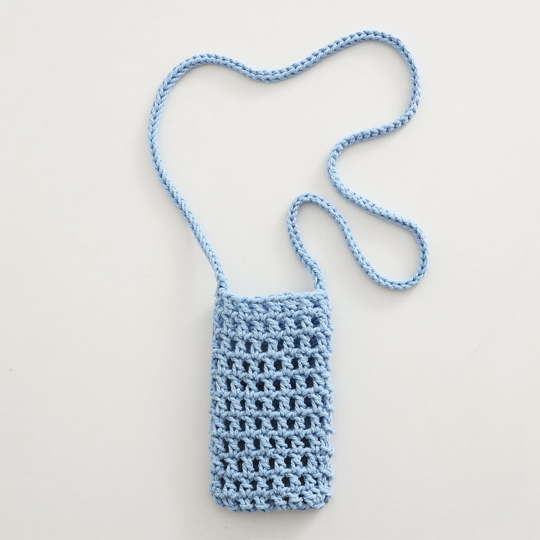 Hand Knit Mesh Crossbody Phone Pouch Cotton Polyester S5P302