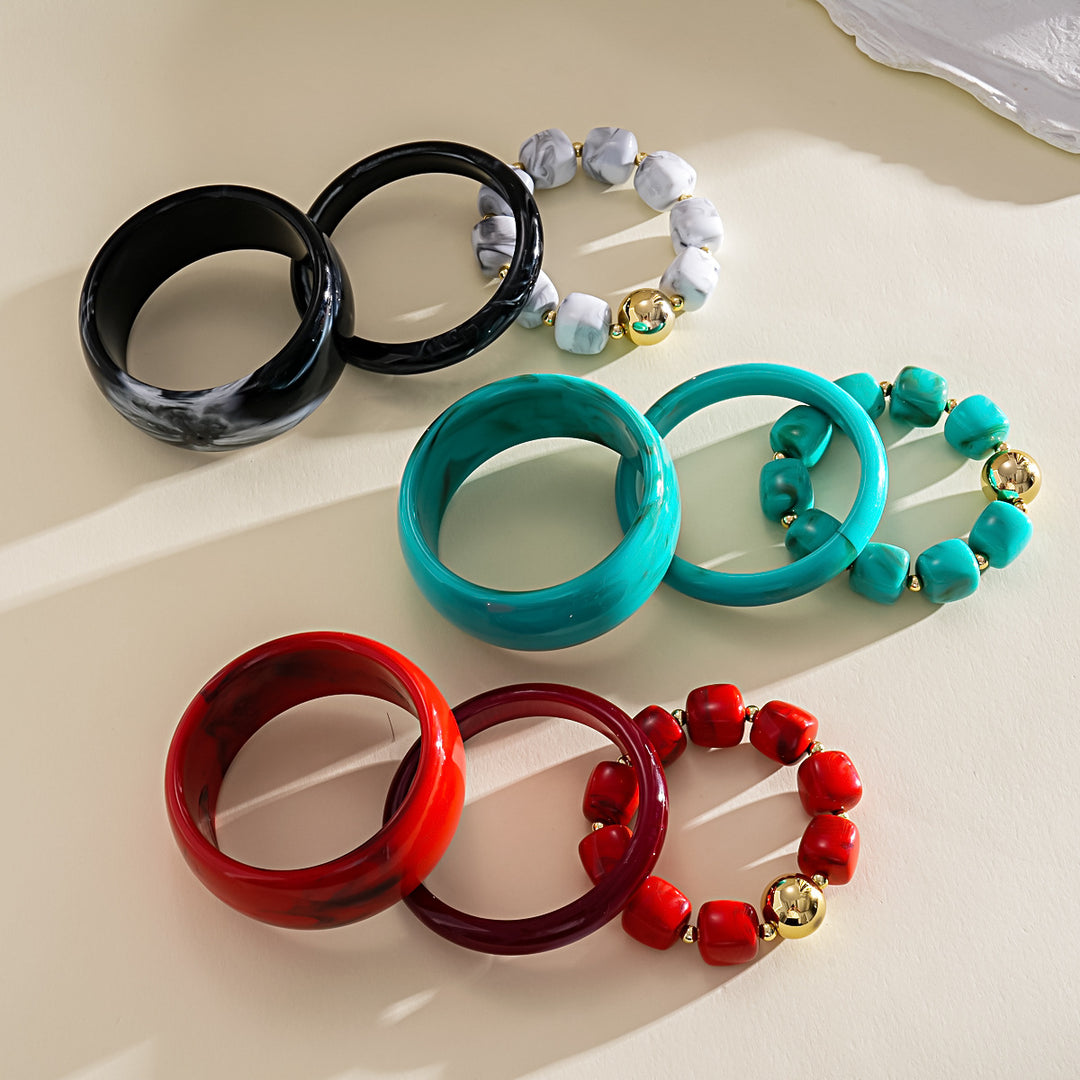 Oversized Acrylic Ombré Beaded Bangle Set 3-Piece N6H077