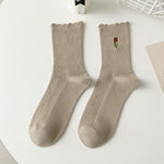 Load image into Gallery viewer, Lace Embroidery Cotton Mid-Calf Socks Women N6C154