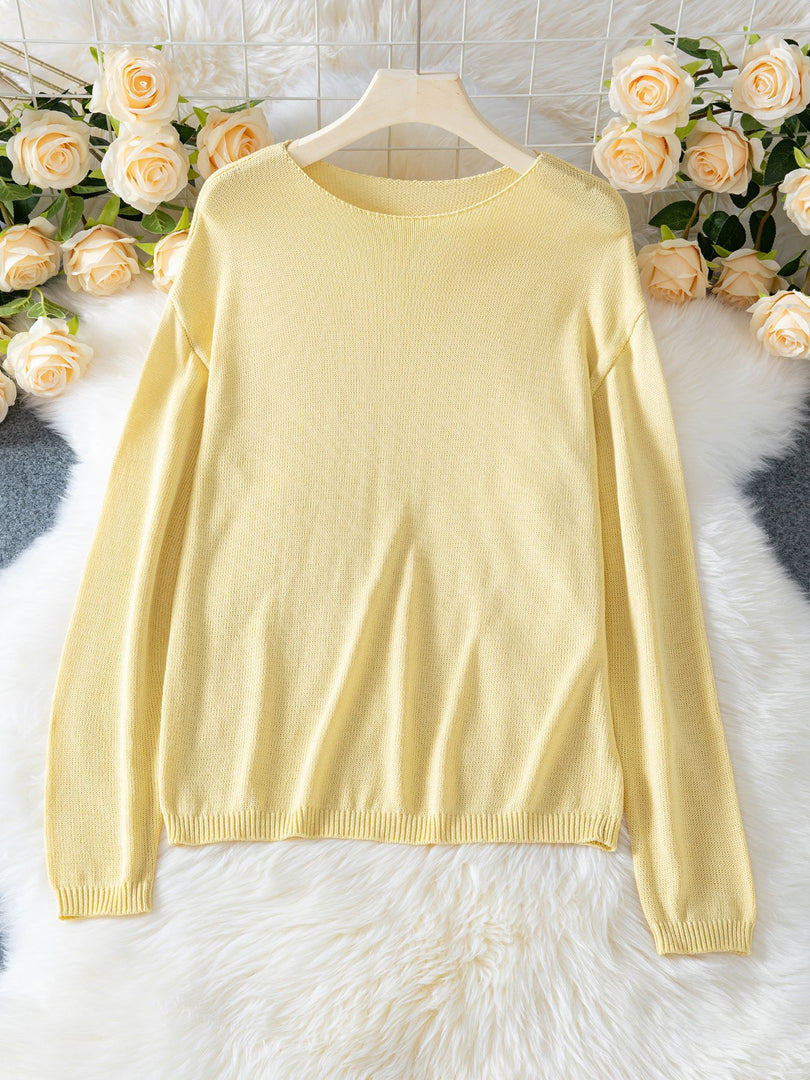 Round Neck Loose Fit Sweet Sweater Women N6D140